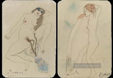  1903 - Zwei erotische Zeichnungen Deux dessins erotiques 1903 kubist Pablo Picasso